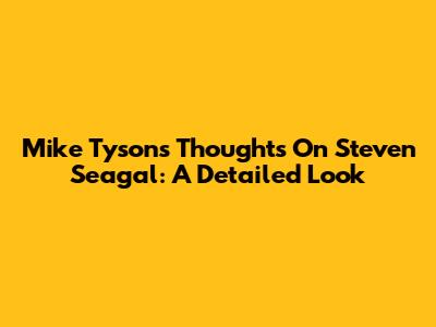 Mike Tyson's Thoughts On Steven Seagal: A Detailed Look